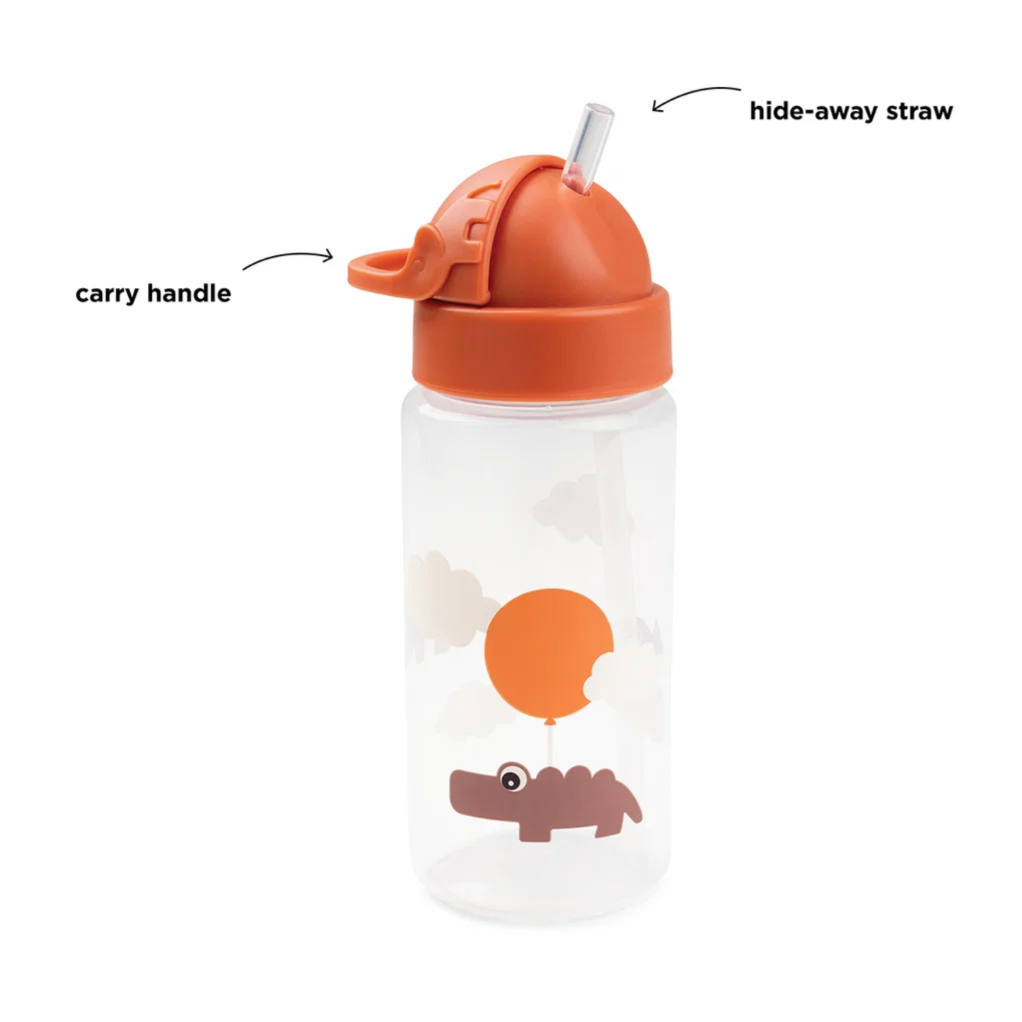 Sugrörsflaska Happy Clouds 350 ml Orange – Done by Deer