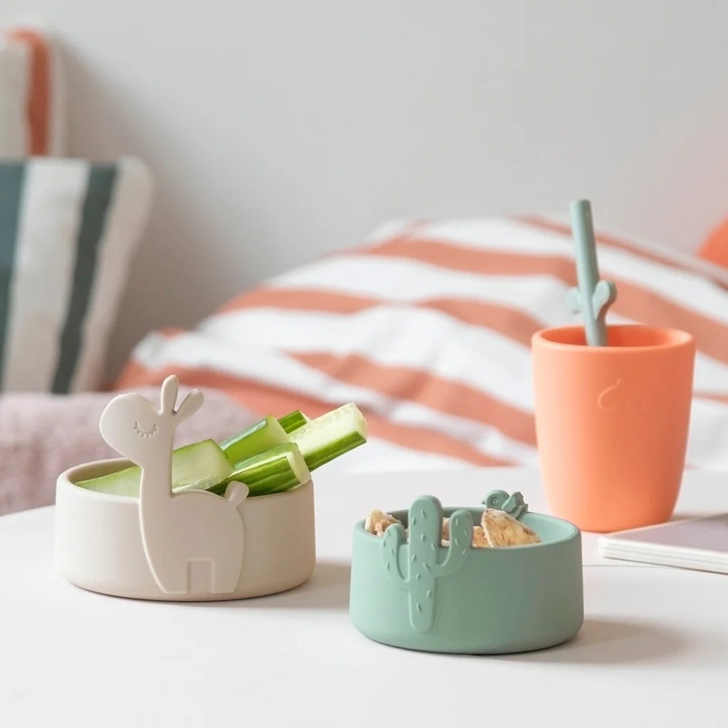 Silikonskålset Lalee 2-pack Beige & Grön – Done by Deer