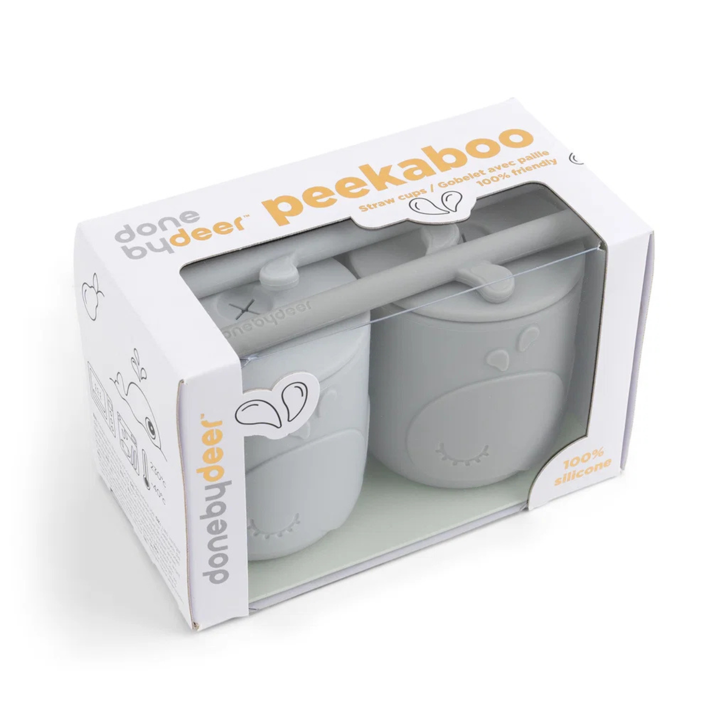 Peekaboo Sugrörsmugg 2-pack Wally Grå – Done by Deer