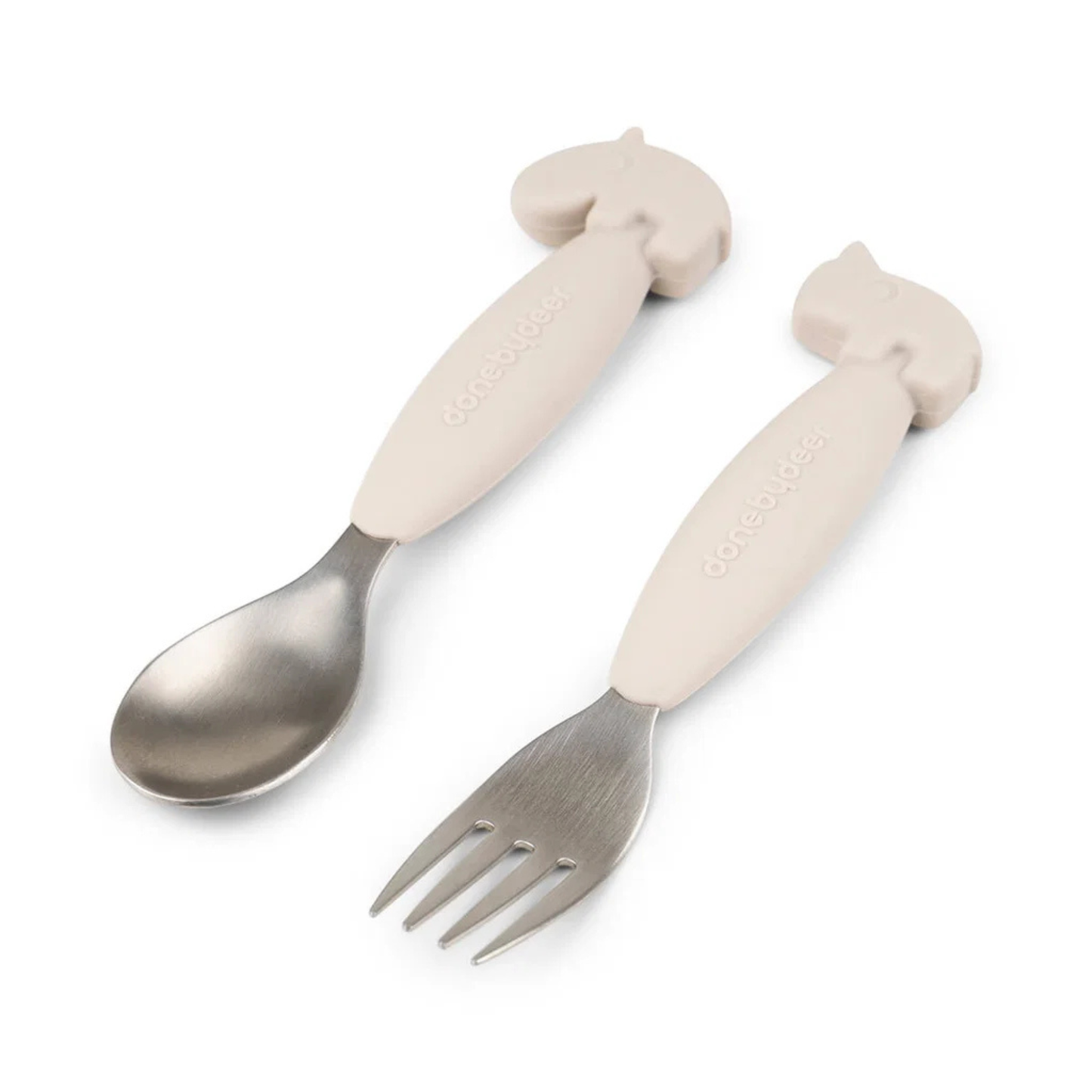 Easy-Grip Spoon & Fork Set Deer Friends Sand – Done by Deer