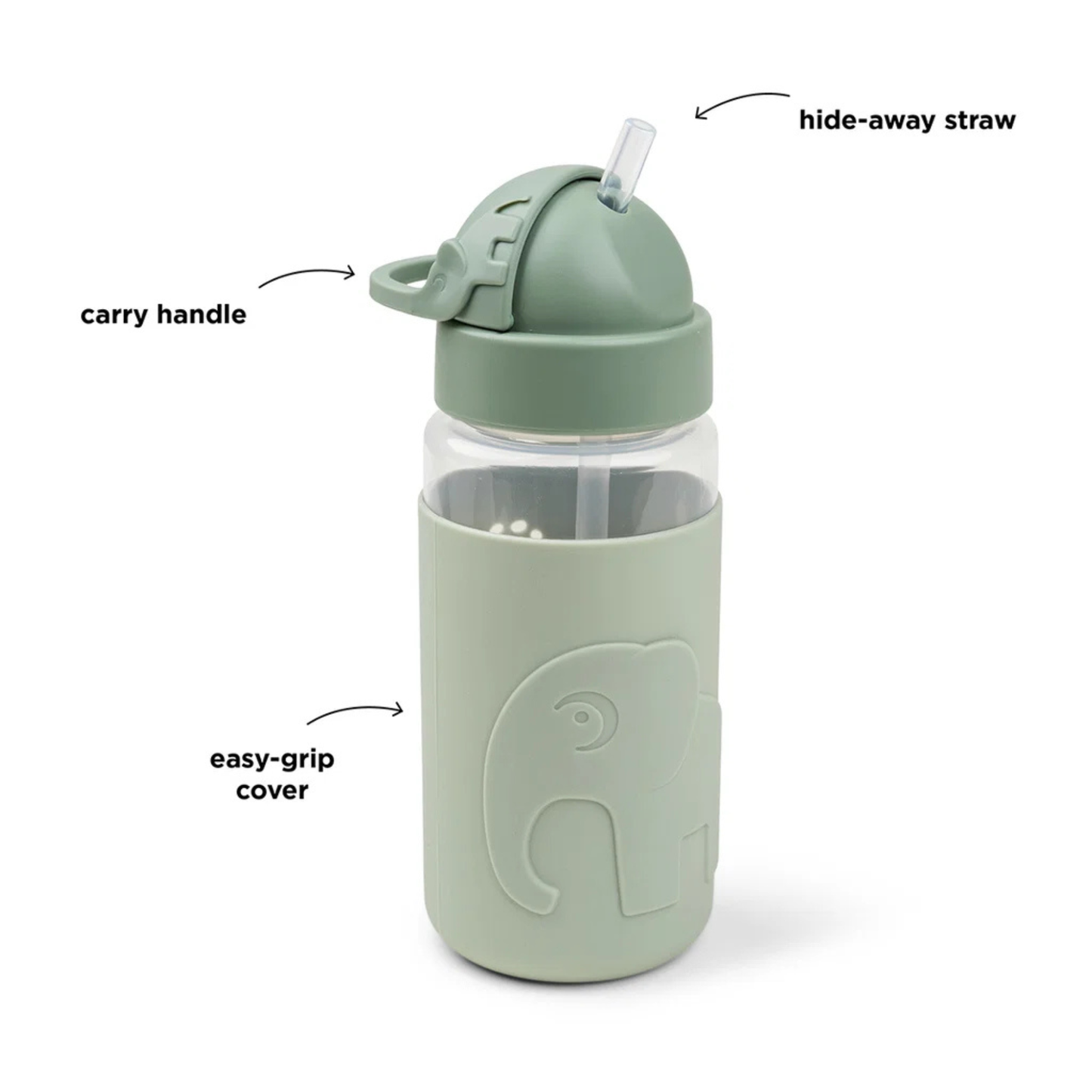 Easy-Grip Straw Bottle Elphee 350 ml Grön – Done by Deer