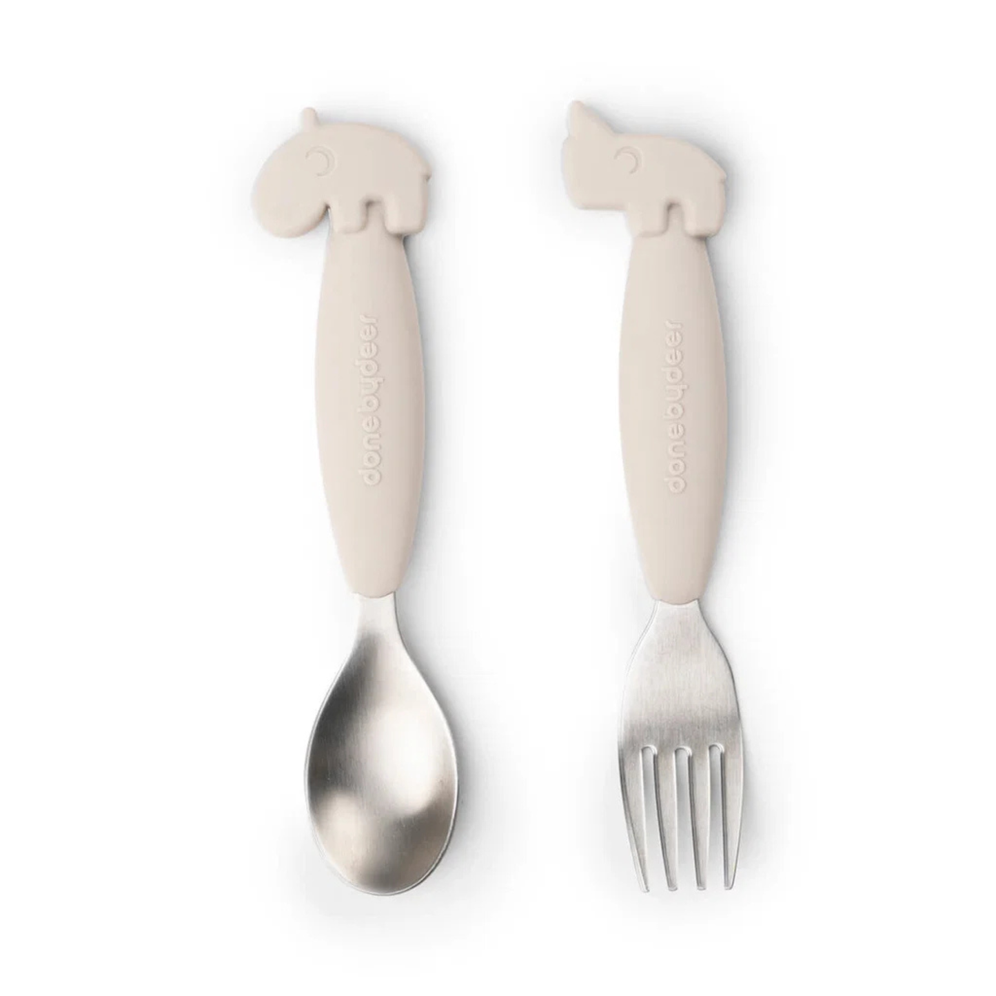 Easy-Grip Spoon & Fork Set Deer Friends Sand – Done by Deer