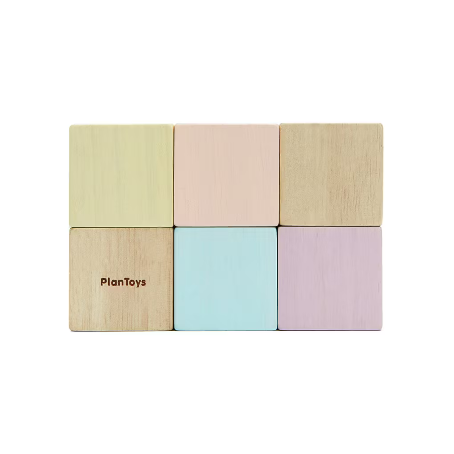 Sensoriska träbyggklossar i pastell – PlanToys