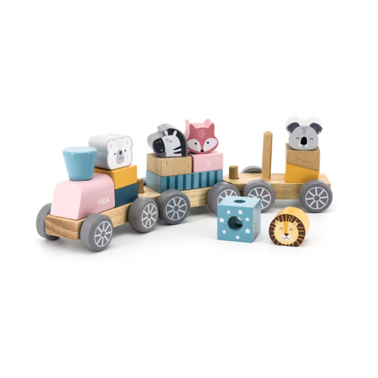 Färgglatt klosståg i trä – PolarB by VIGA