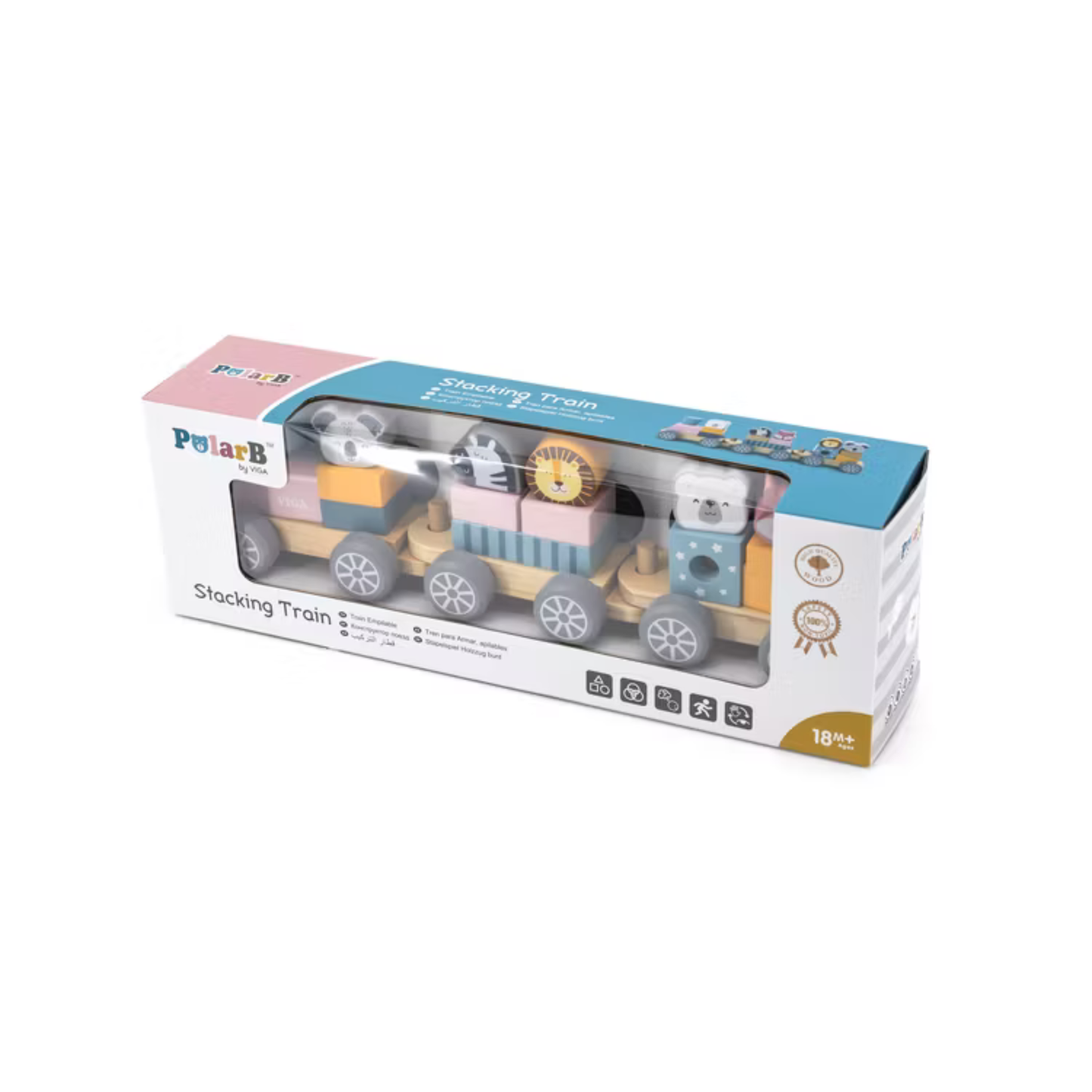 Färgglatt klosståg i trä – PolarB by VIGA