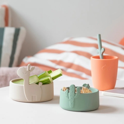 Silikonskålar Lalee Beige & Grön 2-pack – Done by Deer