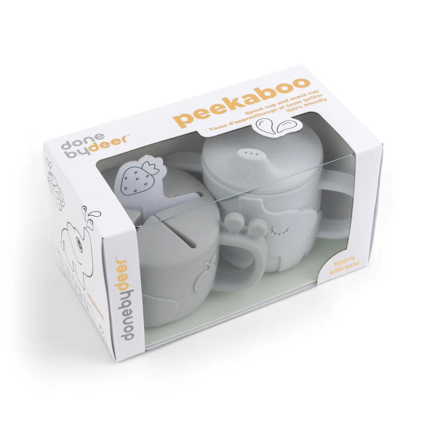 Peekaboo Pipmugg & Snackmugg Set Grå – Done by Deer