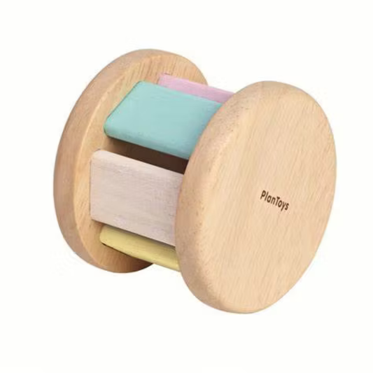 Rulle i trä – Pastell babyleksak med ljud – PlanToys