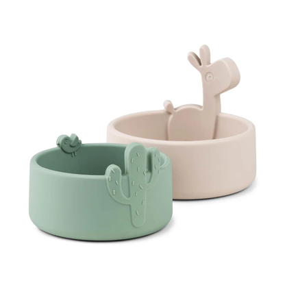 Silikonskålar Lalee Beige & Grön 2-pack – Done by Deer