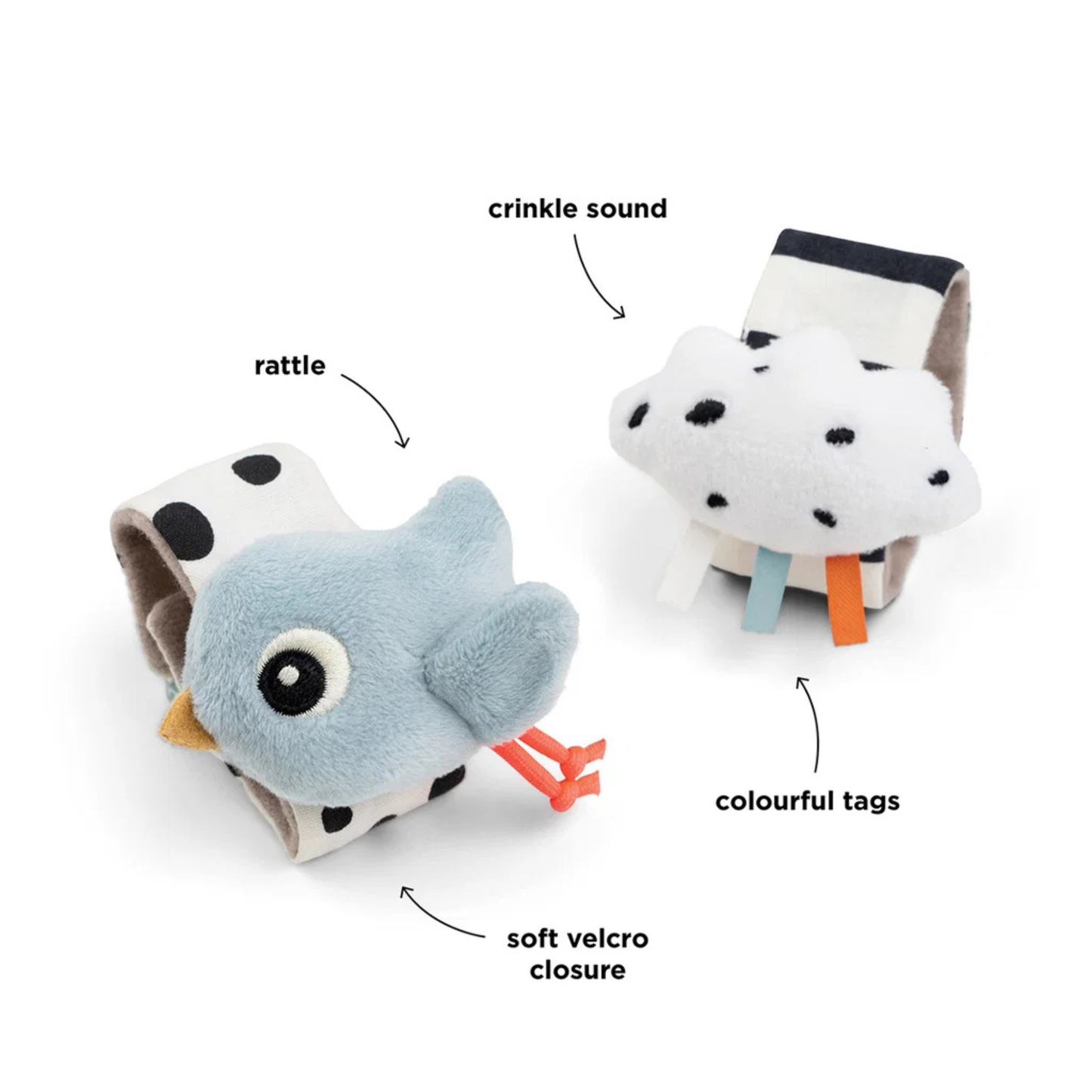 Handledsskallra 2-pack Happy Clouds Blå – Done by Deer