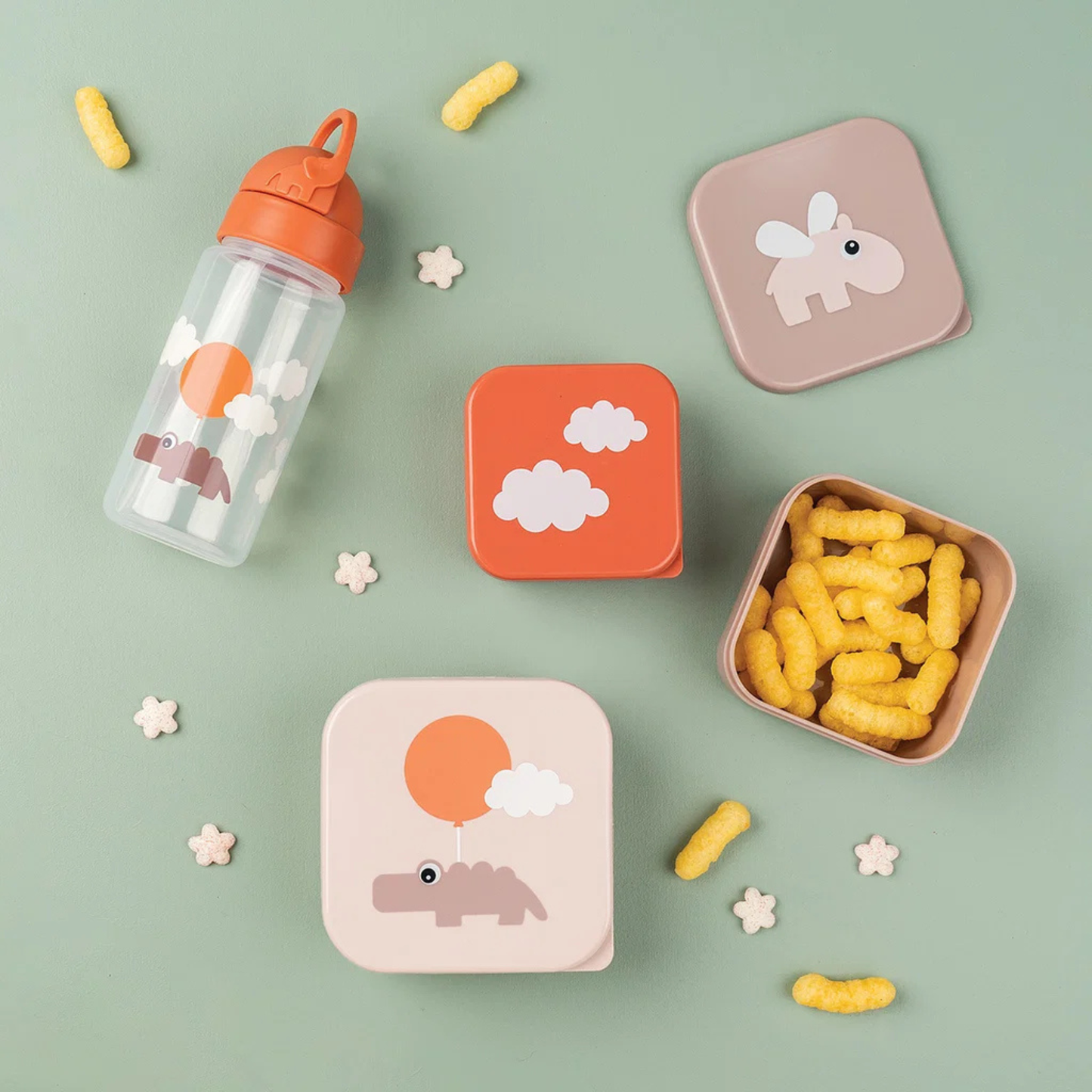 Sugrörsflaska Happy Clouds 350 ml Orange – Done by Deer